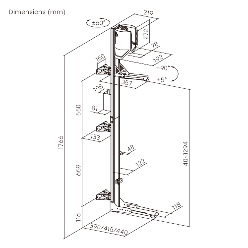 EasyLift Vertical On-Wall Swiveling Bike Rack with E-Bike Adapter Holder & Wheel Holder LBM12-03 Lifts and secures bikes effortlessly for easy, space-saving storage from china(chinese)