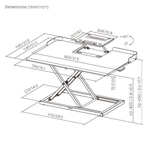 Cost-Effective Stepless Lifting Desk Converter with Laptop Holder DWS38-02 Stepless Lifting with Laptop Holder from china(chinese)