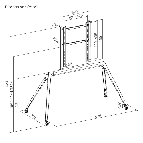 Premium Minimalist TV Cart FS67-44F-01W For most 55"-70" TVs  from china(chinese)