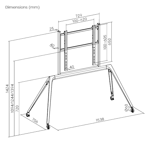 Premium Minimalist TV Cart FS67-46F-01W For most 70"-86" TVs from china(chinese)