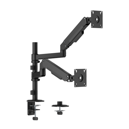 Linear Edge Pole-Mounted Dual-Screen Mechanical Spring Monitor Arm LDT134-C024PE Metal Excellence for Smarter Workspaces from china(chinese)