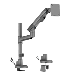 SlimBrace Heavy-Duty Pole-Mounted Gas Spring Monitor Arm with USB-A & USB-C Ports