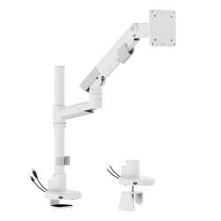 SlimBrace Heavy-Duty Pole-Mounted Gas Spring Monitor Arm with USB-A & USB-C Ports