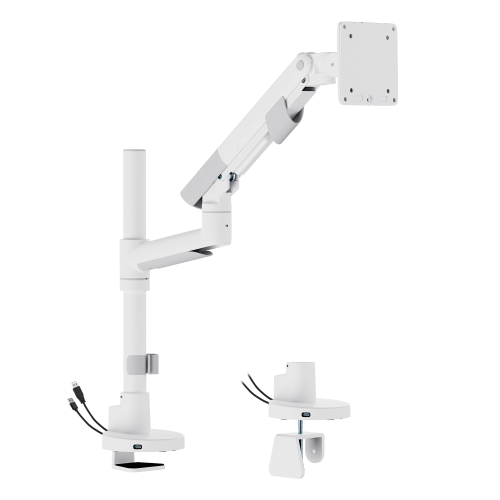 SlimBrace Heavy-Duty Pole-Mounted Gas Spring Monitor Arm with USB-A & USB-C Ports LDT102-C012UCP Balances elegance and strength. from china(chinese)
