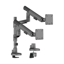 SlimBrace Dual-Screen Heavy-Duty Pole-Mounted Gas Spring Monitor Arm