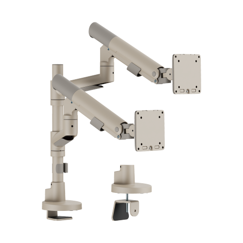 SlimBrace Dual-Screen Heavy-Duty Pole-Mounted Gas Spring Monitor Arm LDT102-C024P Balances elegance and strength. from china(chinese)