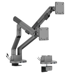 SlimBrace Dual-Screen Heavy-Duty Gas Spring Monitor Arm with USB-A & USB-C Ports