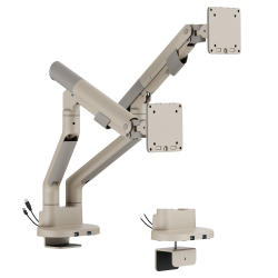 SlimBrace Dual-Screen Heavy-Duty Gas Spring Monitor Arm with USB-A & USB-C Ports