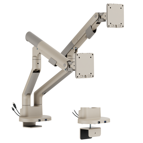 SlimBrace Dual-Screen Heavy-Duty Gas Spring Monitor Arm with USB-A & USB-C Ports LDT102-C024UC Balances elegance and strength. from china(chinese)