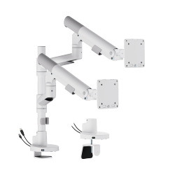 SlimBrace Dual-Screen Heavy-Duty Pole-Mounted Gas Spring Monitor Arm with USB-A & USB-C Ports