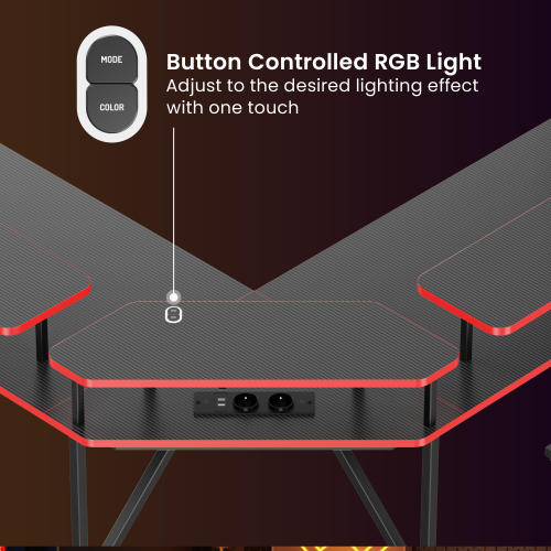  Value-Priced Corner Gaming Desk with 3 Monitor Risers GMD18-3 with Built-In RGB Light & EU/UK Standard Power Outlets from china(chinese)