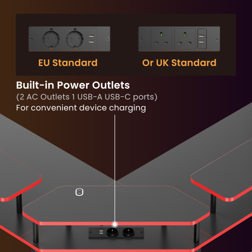  Value-Priced Corner Gaming Desk with 3 Monitor Risers GMD18-3 with Built-In RGB Light & EU/UK Standard Power Outlets from china(chinese)