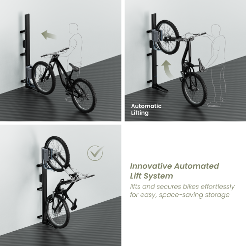 EasyLift Vertical On-Wall Swiveling Bike Rack with E-Bike Adapter Holder & Wheel Holder LBM12-02  Lifts and secures bikes effortlessly for easy, space-saving storage from china(chinese)