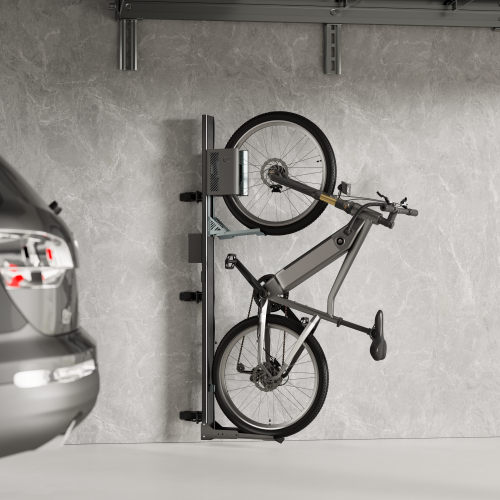 EasyLift Vertical On-Wall Swiveling Bike Rack with E-Bike Adapter Holder & Wheel Holder LBM12-02  Lifts and secures bikes effortlessly for easy, space-saving storage from china(chinese)