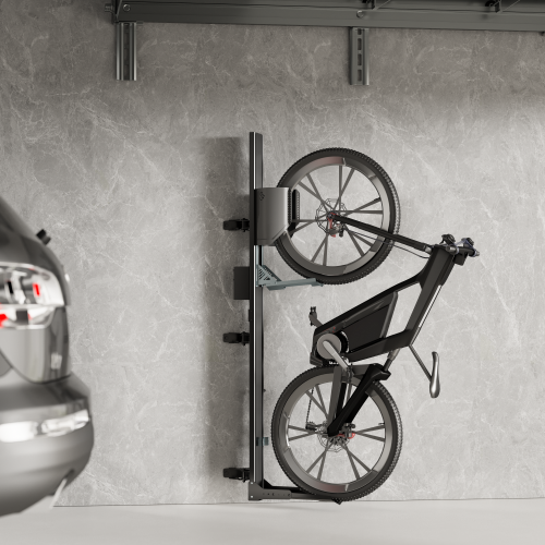 EasyLift Vertical On-Wall Swiveling Bike Rack with E-Bike Adapter Holder & Wheel Holder LBM12-03 Lifts and secures bikes effortlessly for easy, space-saving storage from china(chinese)