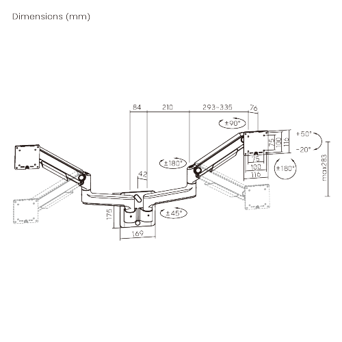 Economical Heavy-Duty Wall-Mounted Gas Spring Dual Monitor Arm LDA74-114 For Most 17"-45" Monitors from china(chinese)