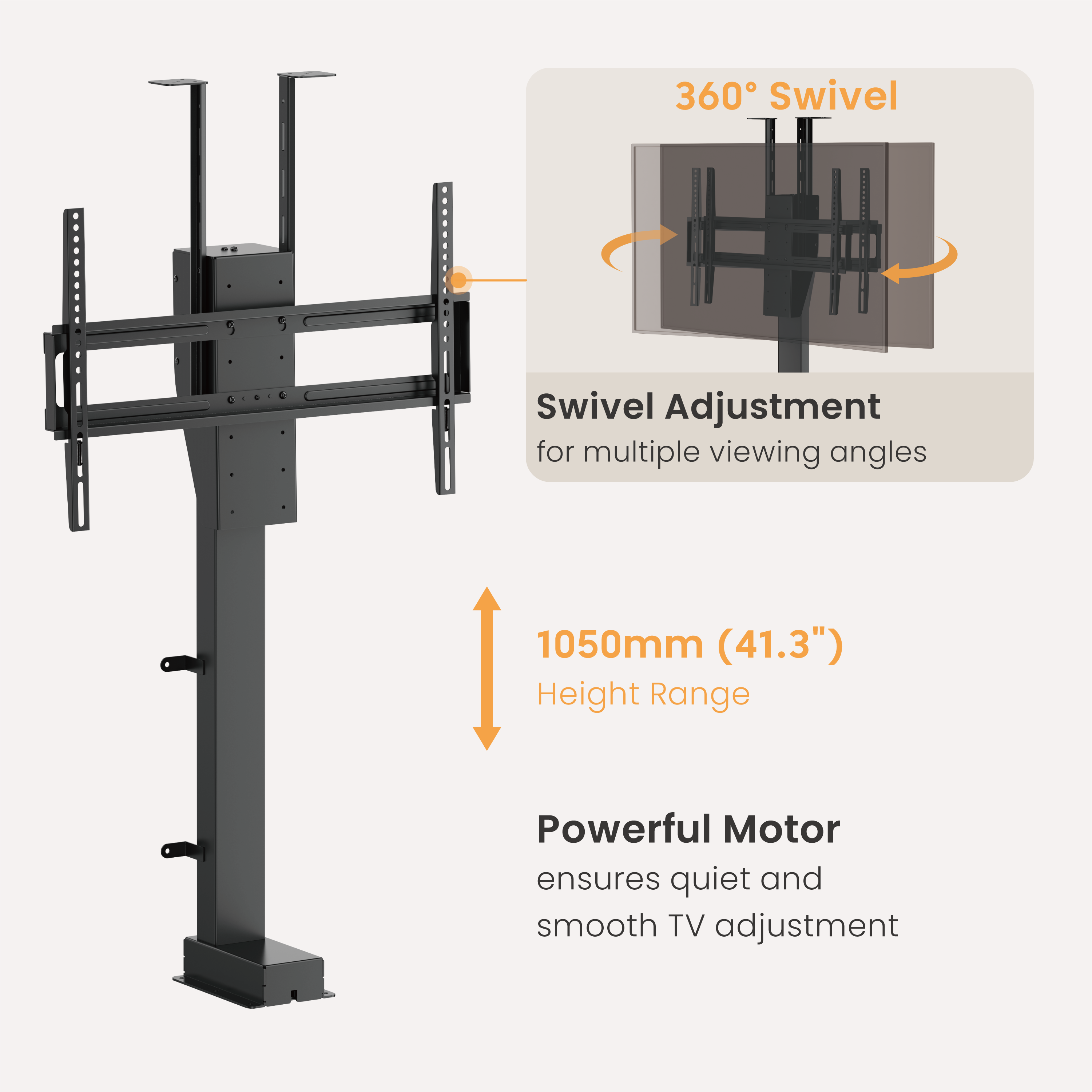 Tv Lifter Riser Smart Motorized TV Lift Stand with Motorized Swivel Supplier and ...