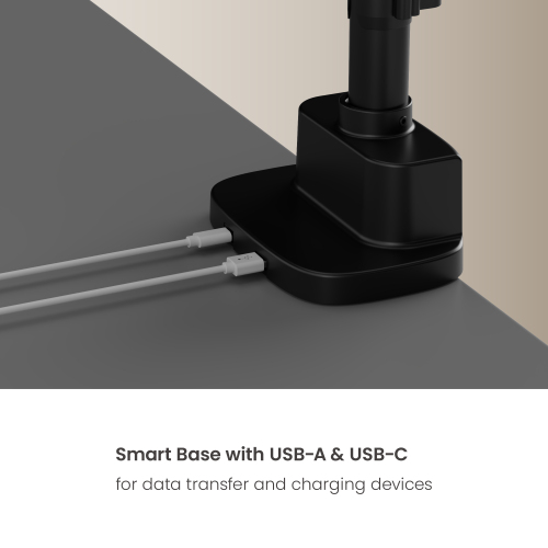 Pole-Mounted Heavy-Duty Gas Spring Single Monitor Arm with USB Ports LDT123-C012UCP For most 17"-49" Monitors from china(chinese)