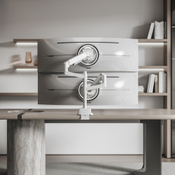 Pole-Mounted Heavy-Duty Gas Spring Dual Monitor Arm