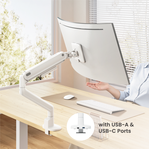 Economy Sleek Mechanical Spring Monitor Arm with USB 3.0 Ports LDT122-C012UCE Sturdy metal build, fluid rounded design, cost-efficiency. from china(chinese)
