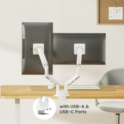 Economy Sleek Dual Screen Mechanical Spring Monitor Arm with USB 3.0 Ports