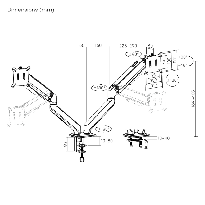 Flow Core Mechanical Dual-Screen Spring Monitor Arm BT-MMA-B2 Designed to Impress, Built to Perform. from china(chinese)