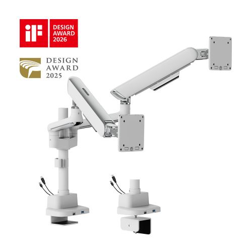 ELITE Dual-Screen Pole-Mounted Mechanical Spring Monitor Arm with USB-A & USB-C Ports LDT118-C024UCP Leads the modernity by appearance and functionality. from china(chinese)