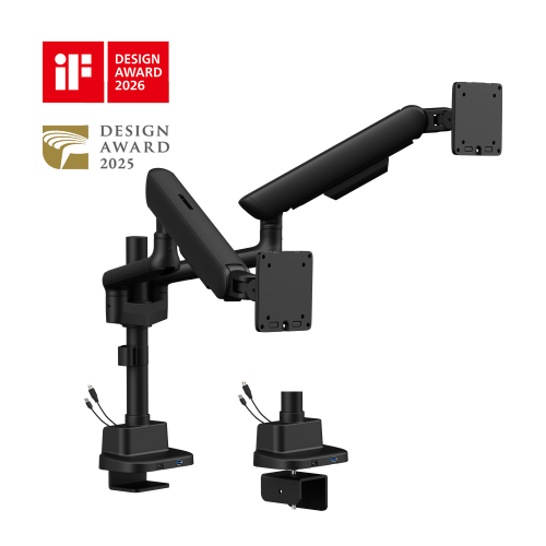 ELITE Dual-Screen Pole-Mounted Mechanical Spring Monitor Arm with USB-A & USB-C Ports LDT118-C024UCP Leads the modernity by appearance and functionality. from china(chinese)