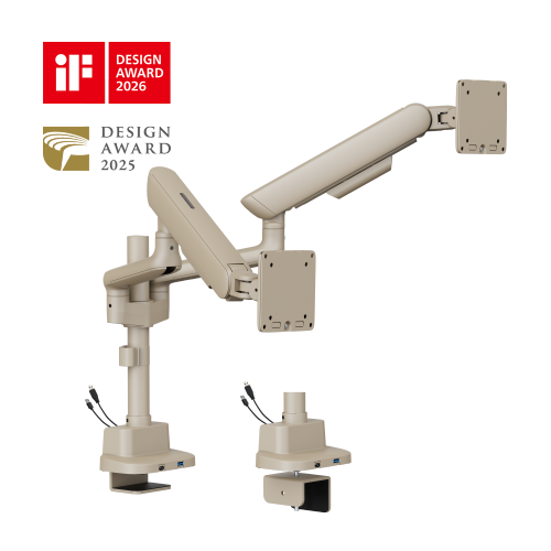 ELITE Dual-Screen Pole-Mounted Mechanical Spring Monitor Arm with USB-A & USB-C Ports LDT118-C024UCP Leads the modernity by appearance and functionality. from china(chinese)