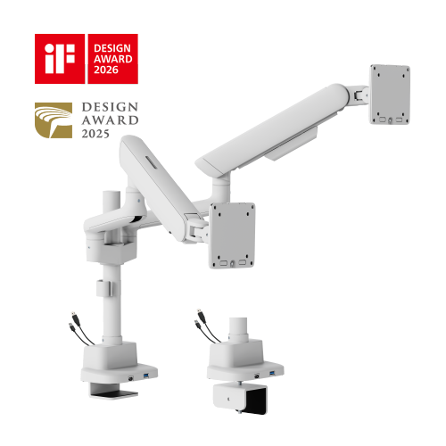 ELITE Dual-Screen Pole-Mounted Mechanical Spring Monitor Arm with USB-A & USB-C Ports LDT118-C024UCP Leads the modernity by appearance and functionality. from china(chinese)