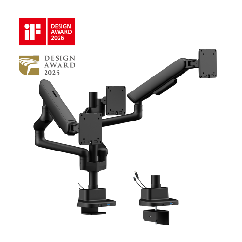 ELITE Triple-Screen Pole-Mounted Mechanical Spring Monitor Arm with USB-A & USB-C Ports LDT118-C036UCP Leads the modernity by appearance and functionality. from china(chinese)