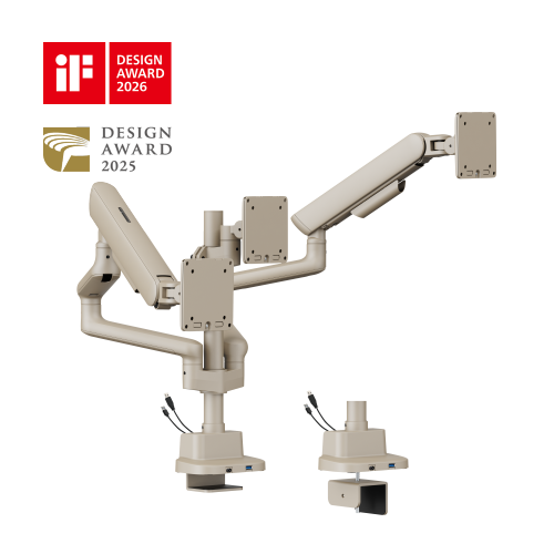 ELITE Triple-Screen Pole-Mounted Mechanical Spring Monitor Arm with USB-A & USB-C Ports LDT118-C036UCP Leads the modernity by appearance and functionality. from china(chinese)