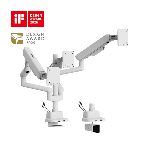 ELITE Triple-Screen Pole-Mounted Mechanical Spring Monitor Arm with USB-A & USB-C Ports LDT118-C036UCP Leads the modernity by appearance and functionality. from china(chinese)