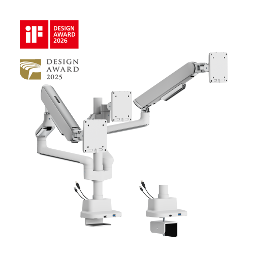 ELITE Triple-Screen Pole-Mounted Mechanical Spring Monitor Arm with USB-A & USB-C Ports LDT118-C036UCP Leads the modernity by appearance and functionality. from china(chinese)