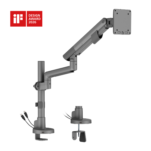Nova Slim Pole-Mounted Mechanical Spring Monitor Arm with USB-A & USB-C Ports LDT105-C012UCP  Slim, Sleek, Smooth from china(chinese)