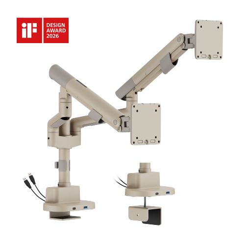 Nova Slim Pole-Mounted Mechanical Spring Dual Monitor Arm with USB-A & USB-C Ports LDT105-C024UCP Slim, Sleek, Smooth from china(chinese)