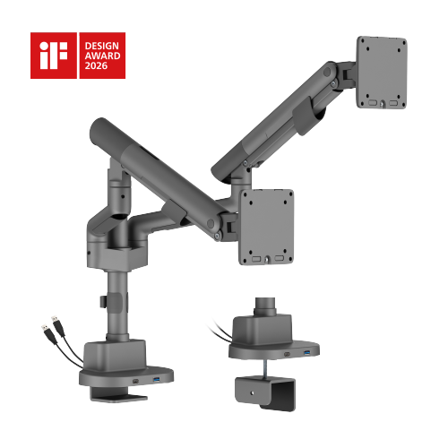 Nova Slim Pole-Mounted Mechanical Spring Dual Monitor Arm with USB-A & USB-C Ports LDT105-C024UCP Slim, Sleek, Smooth from china(chinese)