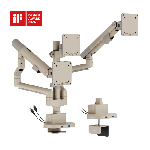  Nova Slim Pole-Mounted Mechanical Spring Triple Monitor Arm with USB-A & USB-C Ports LDT105-C036UCP Slim, Sleek, Smooth from china(chinese)