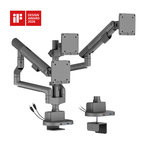  Nova Slim Pole-Mounted Mechanical Spring Triple Monitor Arm with USB-A & USB-C Ports LDT105-C036UCP Slim, Sleek, Smooth from china(chinese)