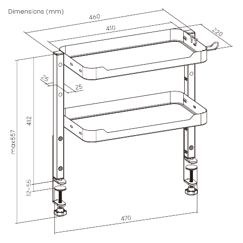 Clamp-On Organizer Shelf DET06-01 Maximize Your Space: On-Desk & Under-Desk Installation from china(chinese)