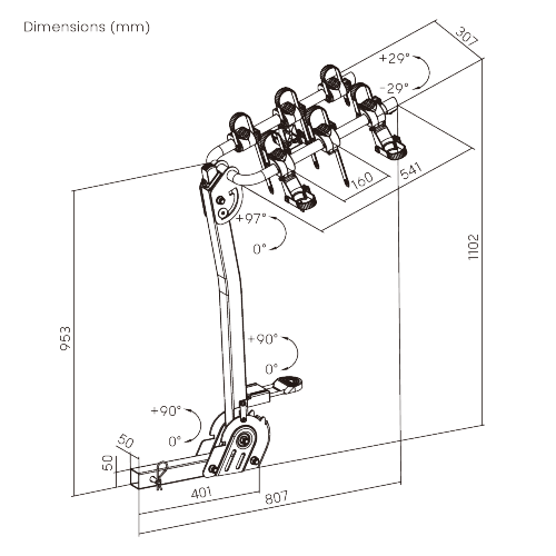 Foldable 3-Bike Hitch Rack for Cars CBR09-31H A fully foldable, no-assembly solution for carrying multiple bikes or e-bikes up to 65kg (143 lbs). from china(chinese)