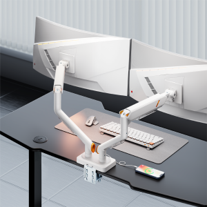VALUEFORCE Dual-Screen Mechanical Spring Monitor Arm with USB 3.0 Ports & RGB Lighting