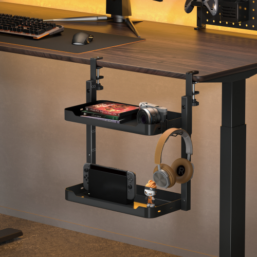 Clamp-On Organizer Shelf DET06-01 Maximize Your Space: On-Desk & Under-Desk Installation from china(chinese)