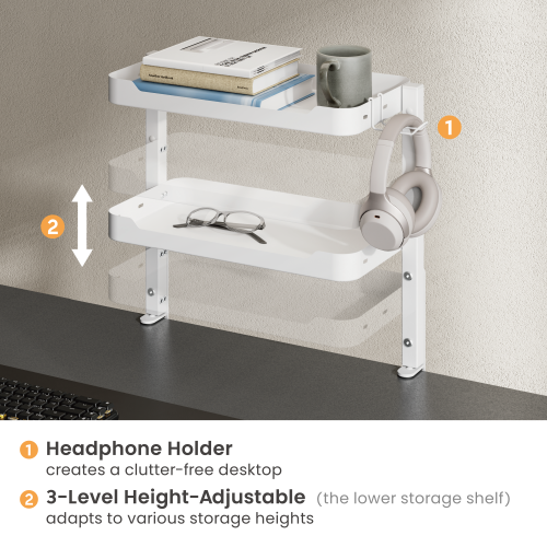 Clamp-On Organizer Shelf DET06-01 Maximize Your Space: On-Desk & Under-Desk Installation from china(chinese)