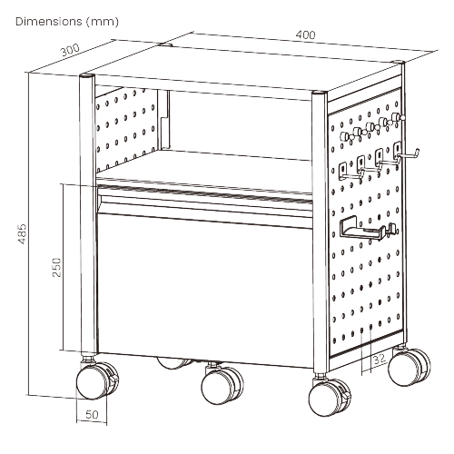 Standard Mobile Storage Cabinet with Pegboard MCT02-04 Storage that moves with you. from china(chinese)