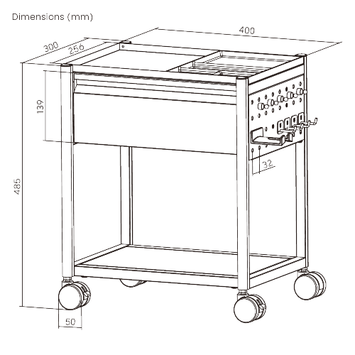 Standard Mobile Storage Cabinet with Pegboard MCT02-02 Storage that moves with you. from china(chinese)