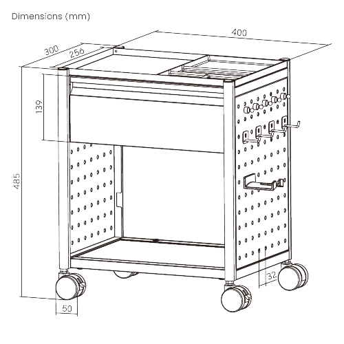 Standard Mobile Storage Cabinet with Pegboard MCT02-03 Storage that moves with you. from china(chinese)