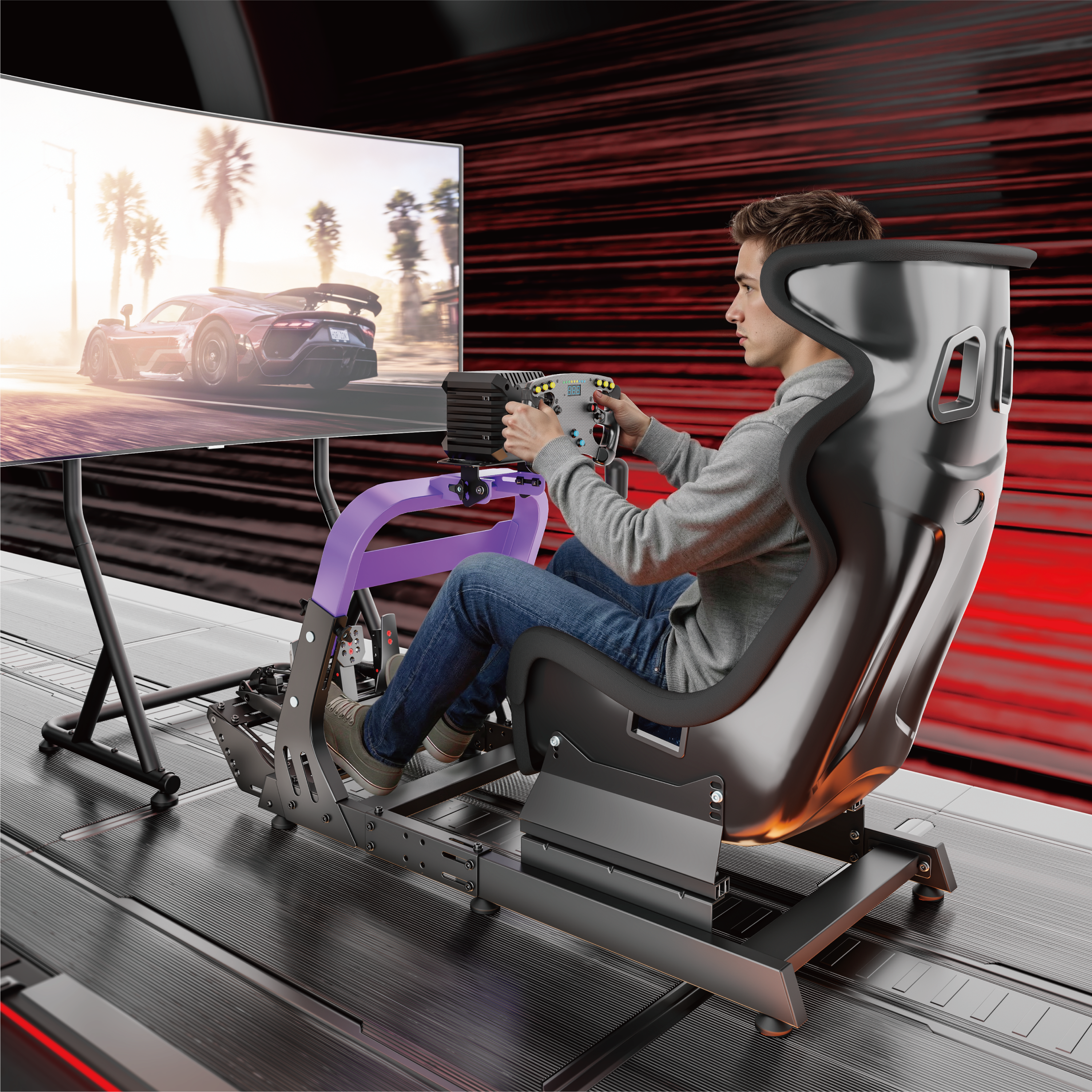 Large-Sized Pineapple Texture Fabric Seat for Sim Racing Cockpit