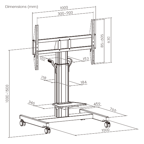  Motorized Heavy-Duty TV Cart  TTF21H-69FW Powerful motor delivers smooth, quiet height adjustment- even for heavy TVs from china(chinese)