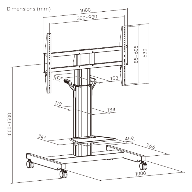  Motorized Heavy-Duty TV Cart  TTF21H-69FW Powerful motor delivers smooth, quiet height adjustment- even for heavy TVs from china(chinese)